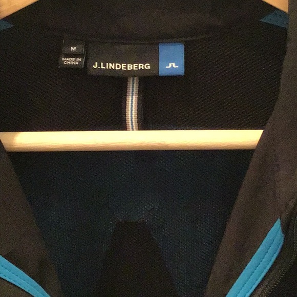 J. lindeberg zip up track jacket, size M. Black and blue stripe - Picture 4 of 6